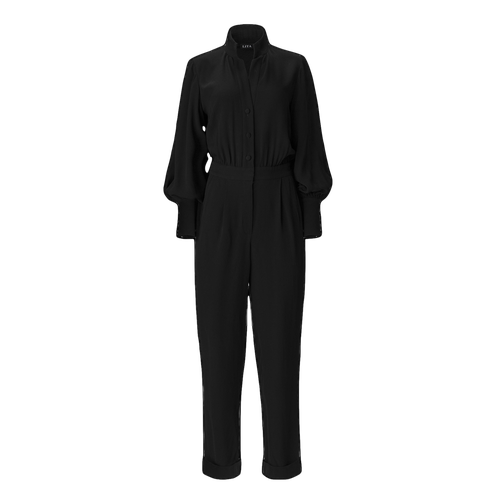 Bishop sleeves crepe jumpsuit in black - Lita Couture - Modalova