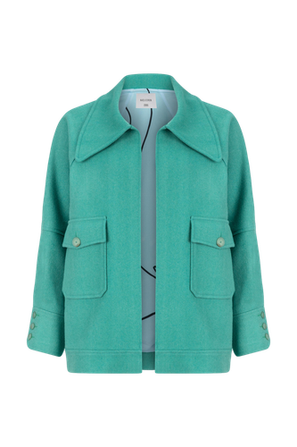 Terry Wool Blend Jacket in Green - Nazli Ceren - Modalova