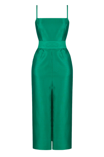 MANU jade green silk linen midi dress - UNDRESS - Modalova