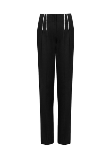 Black Tapered Rhinestone Pants - F.ILKK - Modalova