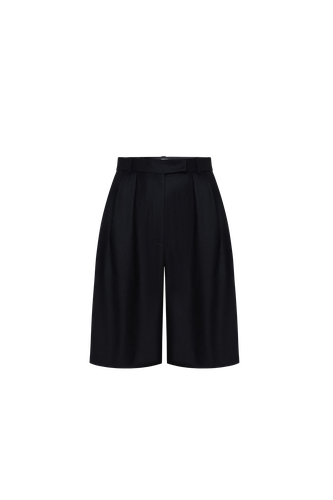 Black Shorts in Lustre Wool Flannel - INNNA - Modalova