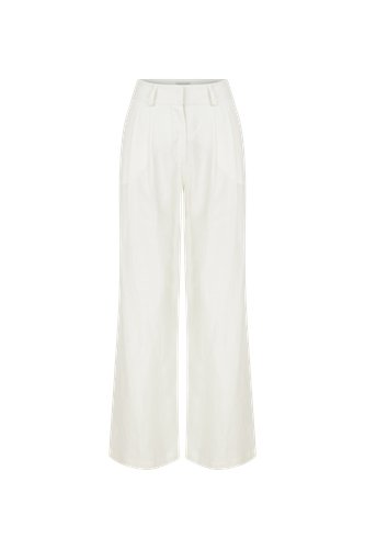 Tina Linen Trousers in White Sand - Nazli Ceren - Modalova