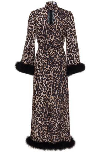 Liz Leopard Print Maxi Dress Trimmed in Marabou- Made to Order - Natalie and Alanna - Modalova