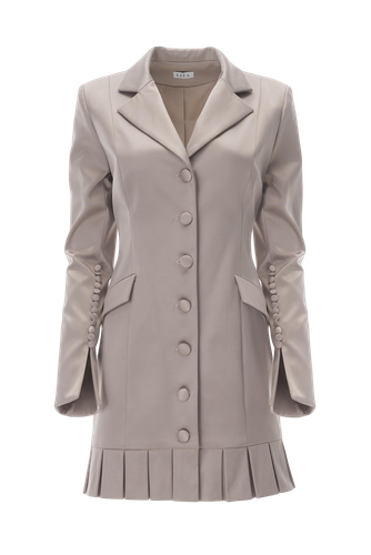 Elegant mini grey dress with buttons and pleats - Lita Couture - Modalova