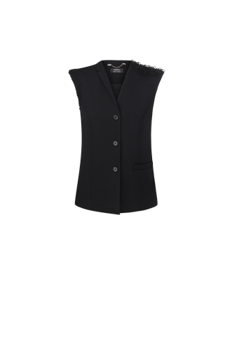 Black Vest with a Mohair Shoulder - INNNA - Modalova