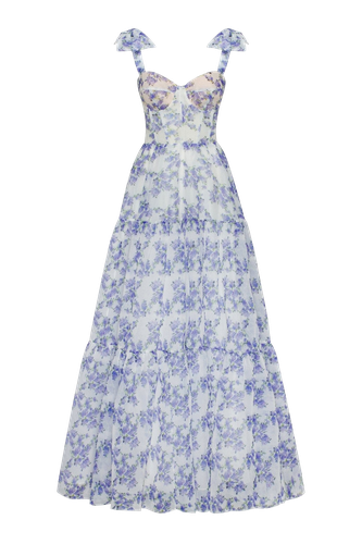 Blue Hydrangea tender tie-strap maxi dress - Milla - Modalova