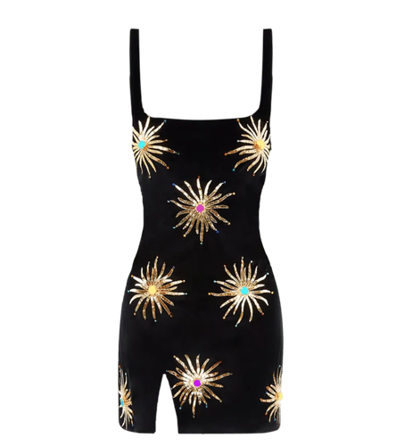 Callie Luxury Embellished Black Party Dress - Oceanus Swimwear - Modalova