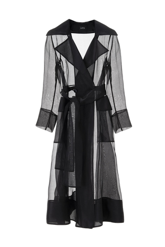 See through black organza trench coat - Lita Couture - Modalova
