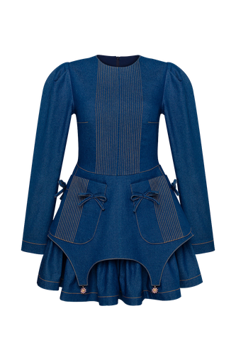 DENIM DRESS WITH BASCQUE mini - Guranda - Modalova