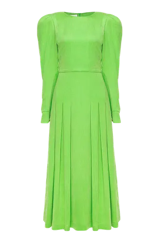 Green Pleated Dress - Sara Tamimi - Modalova