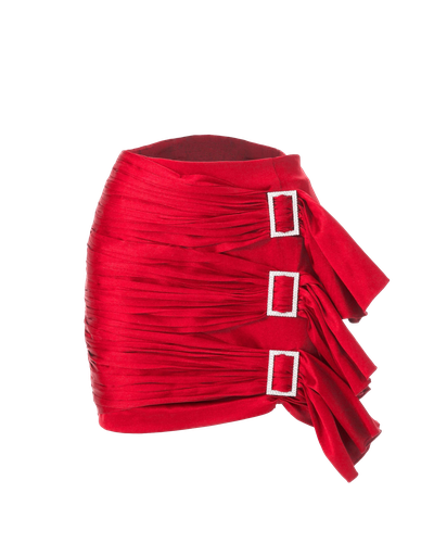 Red Crystal Embellished Mini Skirt - SKRT - Modalova