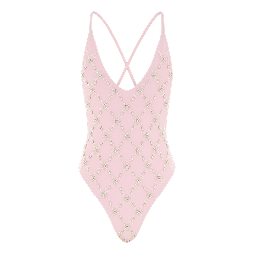 Rose Elegant High Cut Leg Pink Swimsuit - Oceanus Swimwear - Modalova