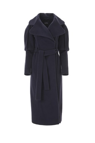 Statement Trench Coat in Navy Blue - Lita Couture - Modalova