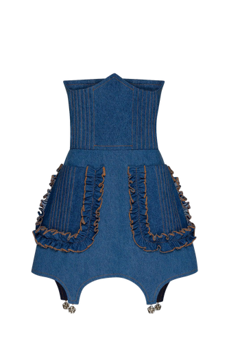 Denim Corset Skirt - Guranda - Modalova