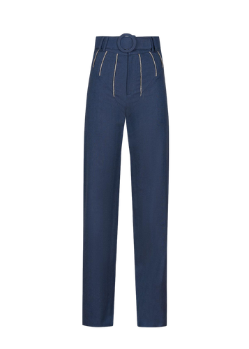 NAVY RHINESTONE CORSET PANTS - F.ILKK - Modalova