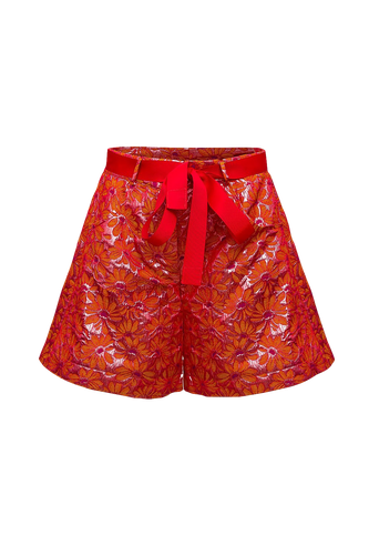 Red Jacquard Shorts - ANDREEVA - Modalova