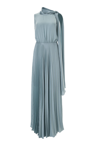 Pleated dress in light blue with tie-shoulder detail - Lita Couture - Modalova