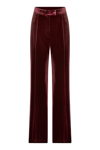 Melani Velvet Trousers in Burgundy - Nazli Ceren - Modalova