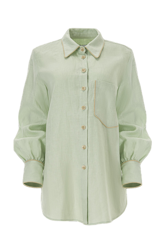 Oversized linen shirt in mint green - Lita Couture - Modalova