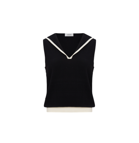 COLORBLOCKED LAPEL KNITTED VEST - CRUSH Collection - Modalova