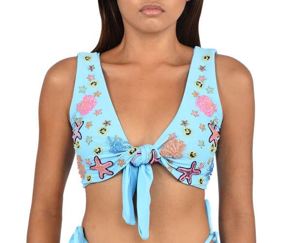 Orla Tie In The Middle Bikini Set Blue - Oceanus Swimwear - Modalova