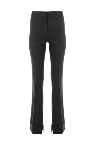 Wool straight-leg trousers with side splits in black - Lita Couture - Modalova