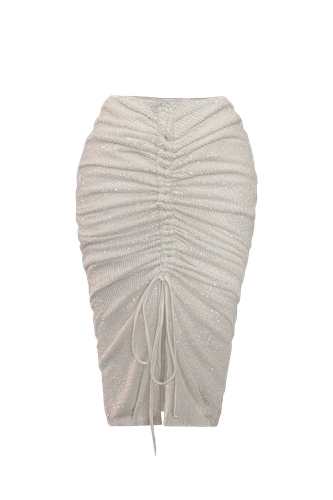 HIGH WAIST SEQUIN SKIRT WITH CENTRE SLIT AND TOP WITH DRAWSTRINGS IN IVORY/CREAM - ANITABEL - Modalova