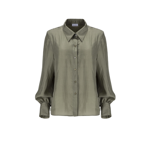 Green button-up silk shirt - Lita Couture - Modalova
