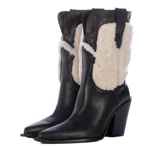 BLACK HELGA WESTERN BOOT WITH FUR - Toral - Modalova