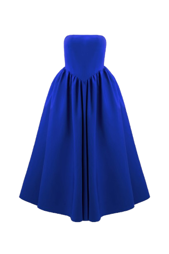 Eva Night Blue Strapless Corset Midi Dress - Lora Istanbul - Modalova