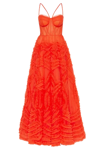 Tangerine Tulle Ornament Maxi Dress - Milla - Modalova