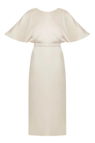 GINA champagne midi dress with butterfly sleeves - UNDRESS - Modalova