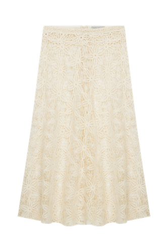 Clea Crochet Midi Skirt in Pear Sorbet - Nazli Ceren - Modalova