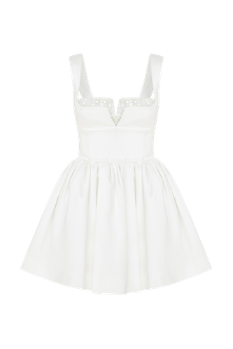 Leanne Satin Mini Dress in Lily White - Nazli Ceren - Modalova