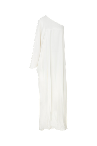 Venus One-Shoulder Satin Maxi Dress in White Swan - Nazli Ceren - Modalova
