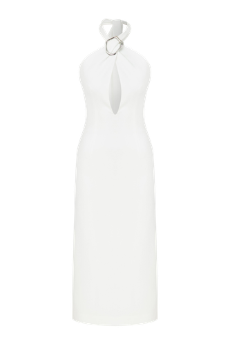 Viana Crepe Midi Dress in Vanilla Ice - Nazli Ceren - Modalova