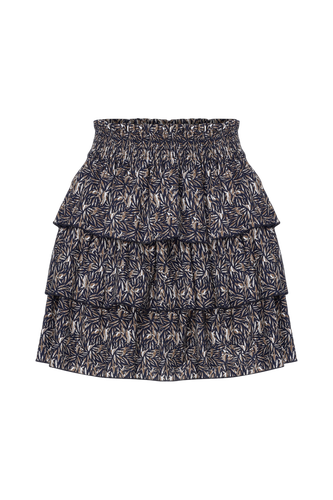 Amy Ruffled Poplin Mini Skirt in Dark Brown - Nazli Ceren - Modalova
