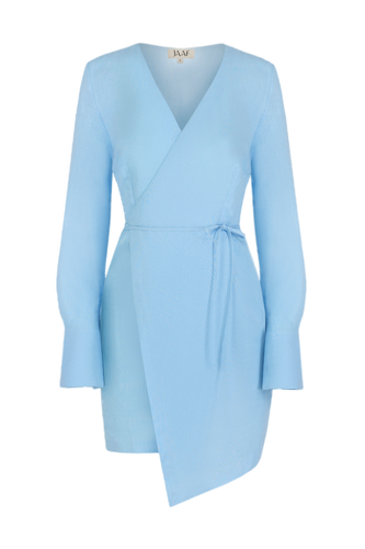 Linen-blend wrap dress in Light Blue - JAAF - Modalova