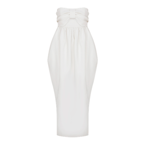 Jeanne Balloon Midi Dress in Blanc de Blanc - Nazli Ceren - Modalova