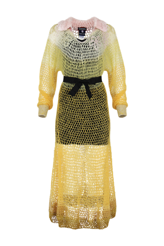 Yellow Rose Handmade Knit Dress - ANDREEVA - Modalova
