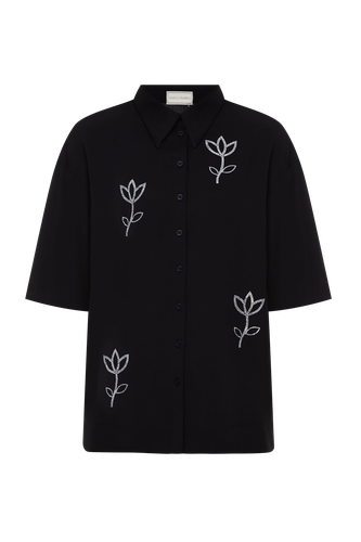 Rhinestone Flowers shirt in Black - Malva Florea - Modalova