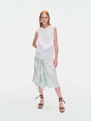 WHITE &GREEN MARBLED WATER LILY DRAPE SKIRT | Women's Grey Clothing - YIBRI - Modalova