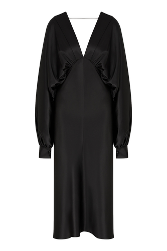 Mila V Neck Satin Dress in | Women's Midi dresses - Nazli Ceren - Modalova