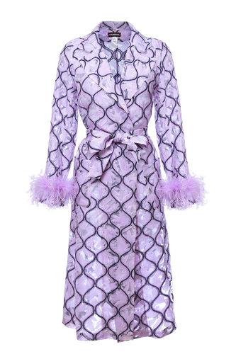 Lavender Coat № 23 With Detachable Feathers Cuffs | Women's Trench coats - ANDREEVA - Modalova