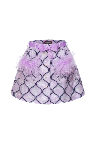 Lavender Skirt With Feathers Details | Women's Mini skirts - ANDREEVA - Modalova