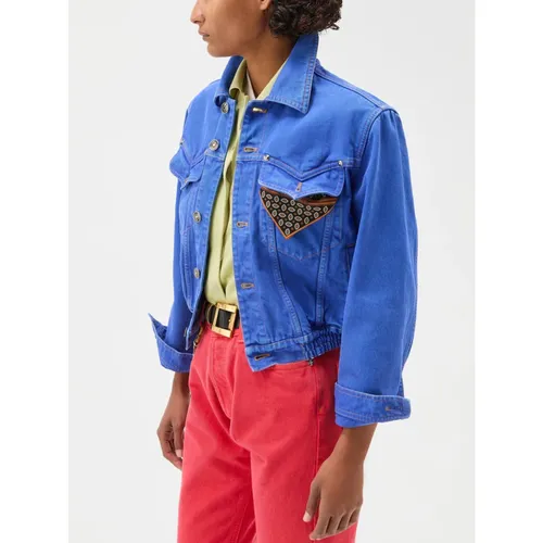 Jackets > Denim Jackets - - Versace - Modalova