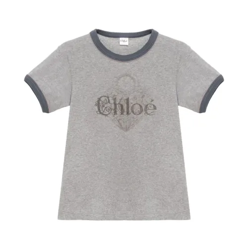 Chloé - Tops > T-Shirts - Gray - Chloé - Modalova