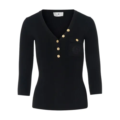 Knitwear > V-neck Knitwear - - Elisabetta Franchi - Modalova