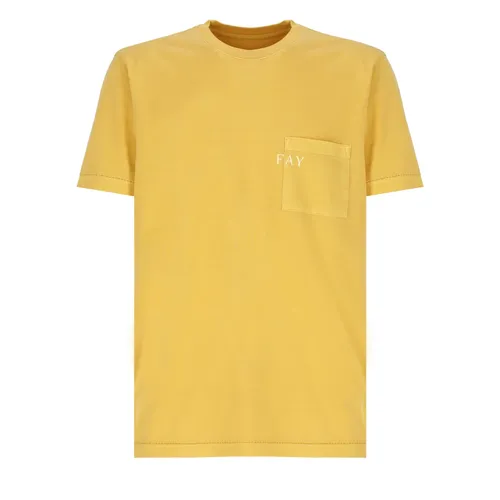 Fay - Tops > T-Shirts - Yellow - Fay - Modalova