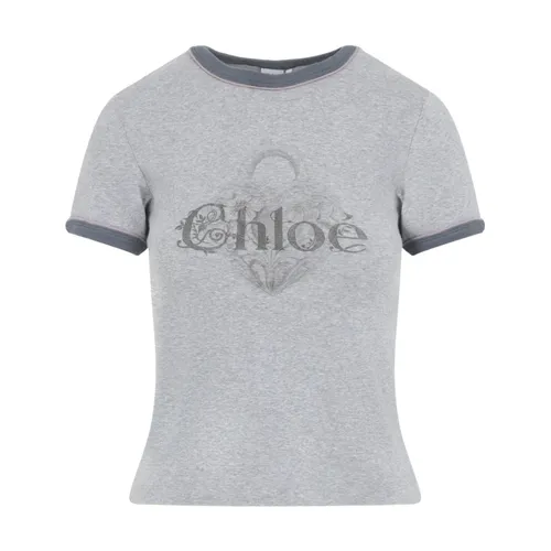 Chloé - Tops > T-Shirts - Gray - Chloé - Modalova
